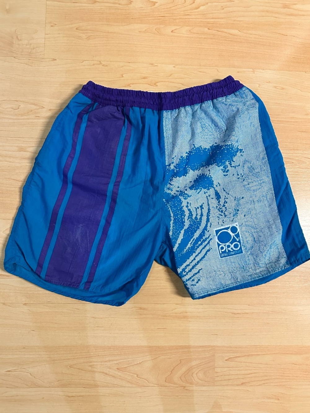 Vintage 90’s OP Men’s Blue and Purple Swim Board Shorts
